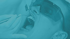 Blue green square with laser dentistry services