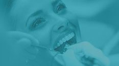 Blue green square with restorative dentistry services