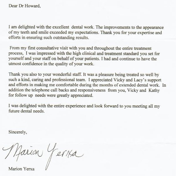Marion's dental review letter