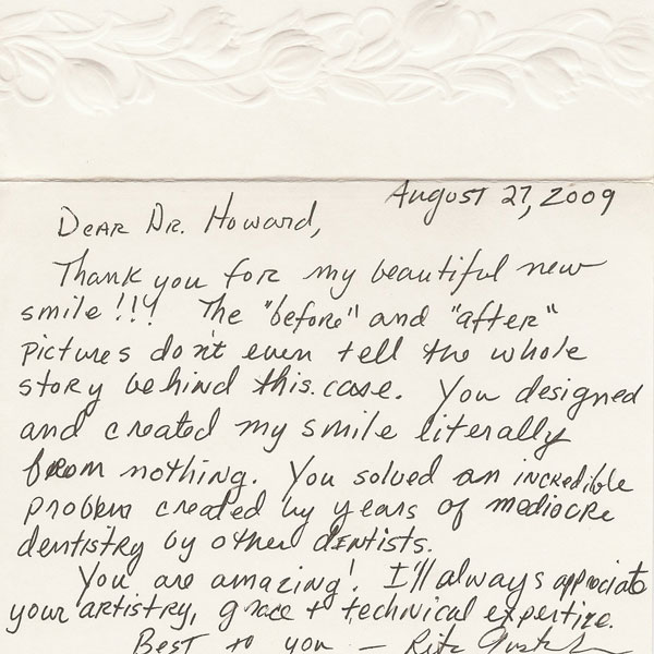Letter written from Dr. Nelson's patient Rita